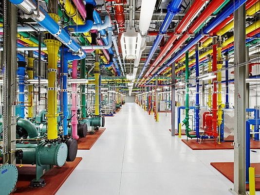 This photo provided by Google shows a company data center in Douglas County, Ga.