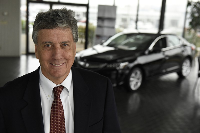 Bill Stout, the dealer operator at Acura of Chattanooga, is photographed in the showroom on Chapman Road on Tuesday, Dec. 22, 2015, in Chattanooga, Tenn. The dealership was formerly known as Pye Acura. 