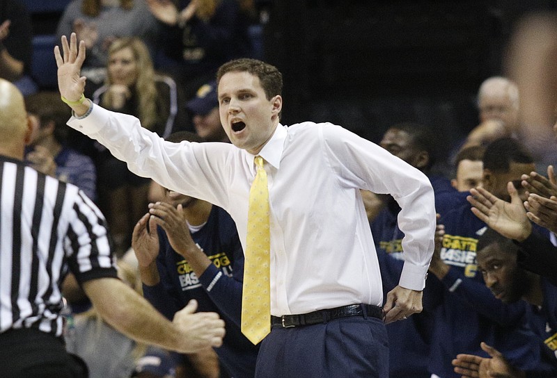 UTC men's basketball coach Will Wade directs players during the Mocs' SoCon basketball game against the UNCG Spartans on Saturday, Jan. 24, 2015, at McKenzie Arena in Chattanooga, Tenn.