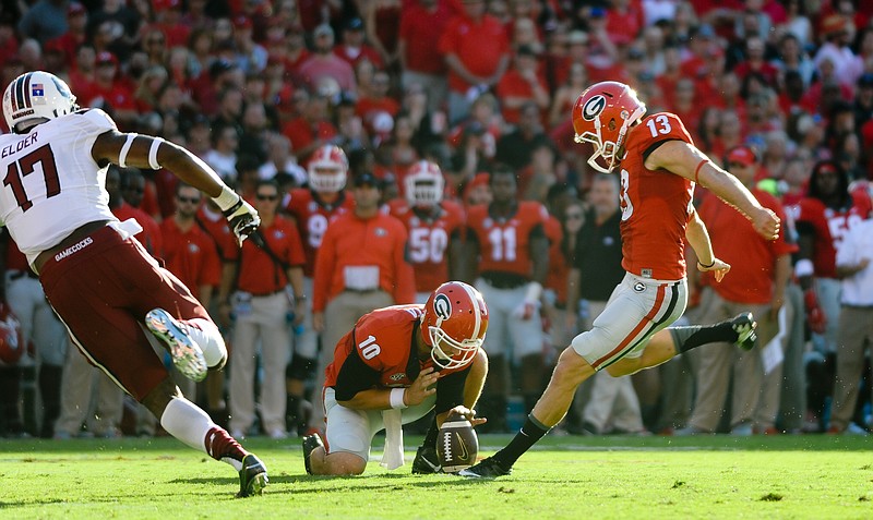 Georgia kicker Marshall Morgan scored 10 points during a 52-20 rout of South Carolina in September. By scoring 10 or more points in Saturday's TaxSlayer Bowl, Morgan would become the leading scorer in SEC history.