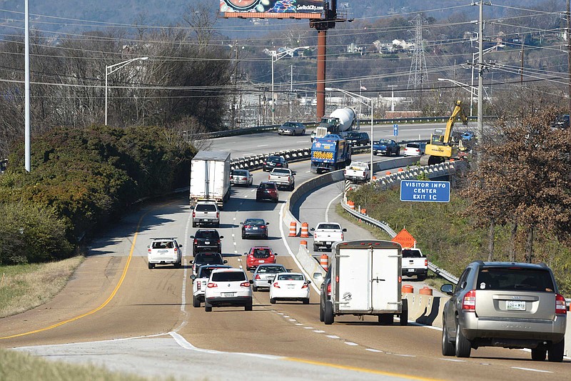 One lane is closed as work begins to rebuild Highway 27 in the downtown area between the north end of the Olgiati Bridge and the junction with Interstate 24.