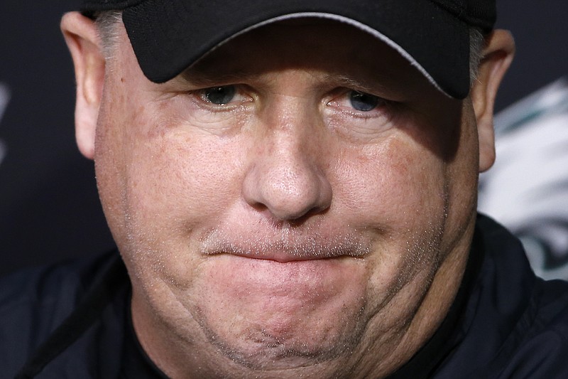 
              In this Monday, Dec. 28, 2015 photo, Philadelphia Eagles head coach Chip Kelly listens to a question during a news conference at the NFL football team's practice facility in Philadelphia. The Eagles fired Kelly with one game left in his third season, dumping the coach after missing the playoffs in consecutive years. Kelly was released Tuesday, Dec. 29, 2015 just before the end of a disappointing season that began with Super Bowl expectations. (AP Photo/Matt Rourke)
            