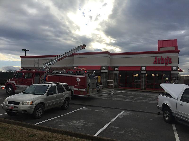 The Dallas Bay Volunteer Fire Department responds to an Arby's roof fire on in Lakesite on Hixson Pike.