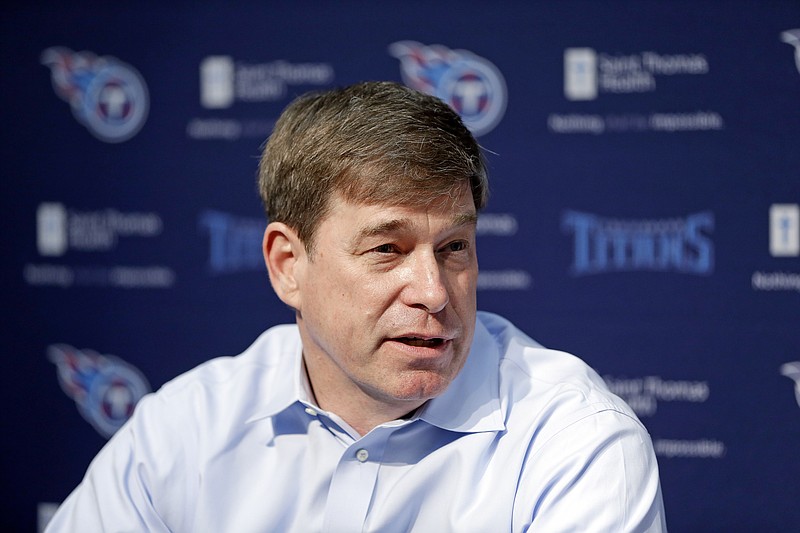 
              FILE - In this May 9, 2014, file photo, Tennessee Titans general manager Ruston Webster answers questions at a news conference, in Nashville, Tenn. Tennessee Titans general manager Ruston Webster is out, and interim coach Mike Mularkey will be a candidate as the team starts its coaching search. The Titans also announced Monday, Jan. 4, 2016,  that Steve Underwood will oversee the searches as president and chief executive officer, with his interim tag removed.(AP Photo/Mark Humphrey, File)
            