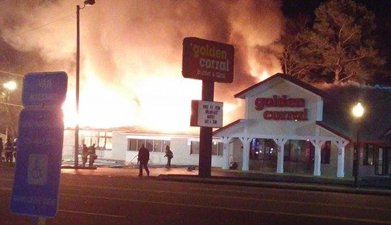The Golden Corral in Fort Oglethorpe was destroyed by fire.