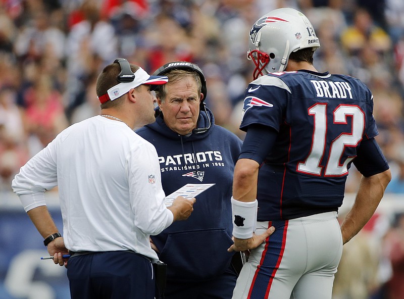 The connection between New England offensive coordinator Josh McDaniels, left, head coach Bill Belichick, center, and quarterback Tom Brady give the Patriots a great chance in the upcoming NFL playoffs.