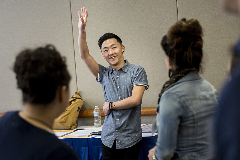 Actor Mark Daugherty instructs students on the "cold read" and "scene read" as part of a weekend of instruction by Actors, Models & Talent for Christ in California. (Jay L. Clendenin/Los Angeles Times/TNS)