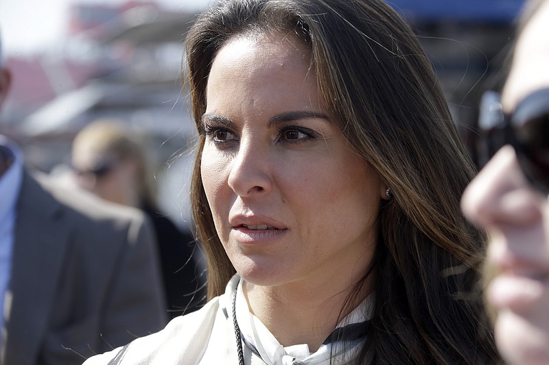 
              FILE - In this March 24, 2013 file photo, Mexican actress Kate Del Castillo attends a NASCAR Sprint Cup auto race in Fontana, Calif. Del Castillo stepped out of the fictional drug-trafficker roles she played on TV and got involved in the real world of drug capos, after Sean Penn credited her with setting up a secret meeting with the world’s most-wanted drug lord Joaquin “El Chapo” Guzman. (AP Photo/Reed Saxon, File)
            