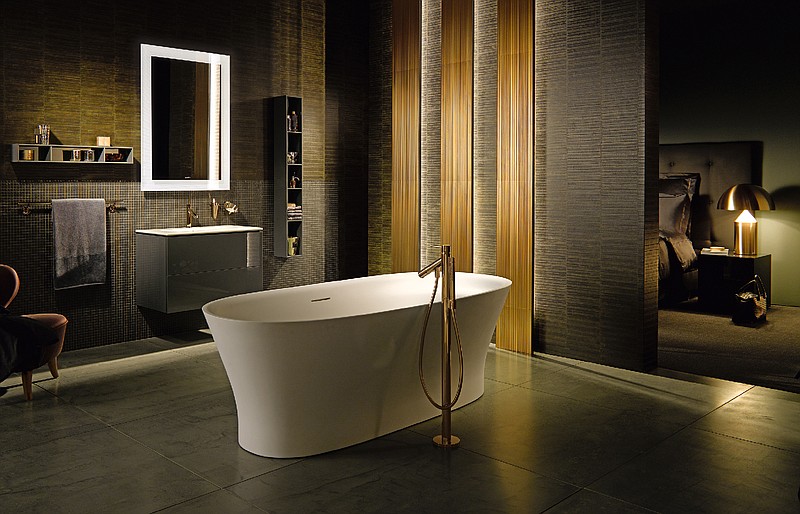 This free standing tub, part of Philippe Starck's Cape Cod collection for Duravit, is made of a newly-developed material with a soft feel that's warm to the touch.