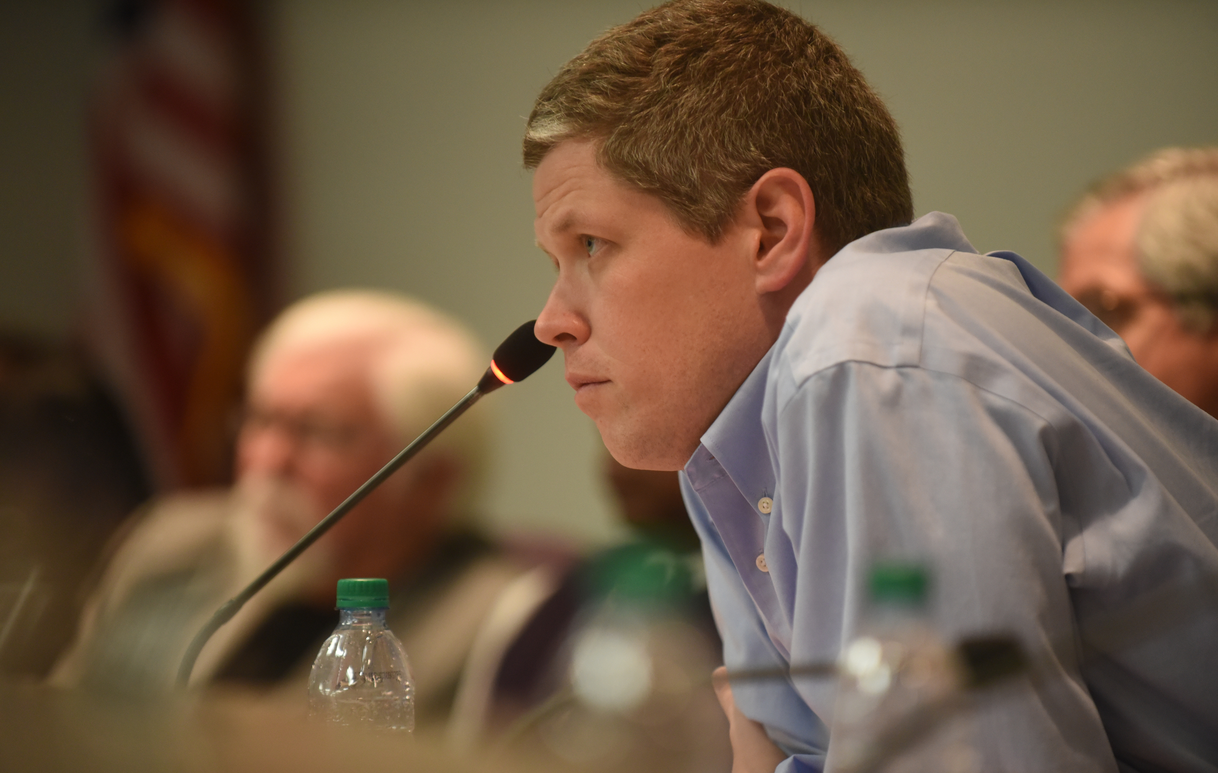 Dr. Jonathan Welch listens during a meeting at the Hamilton County Department of Education Thursday, January 14, 2016.