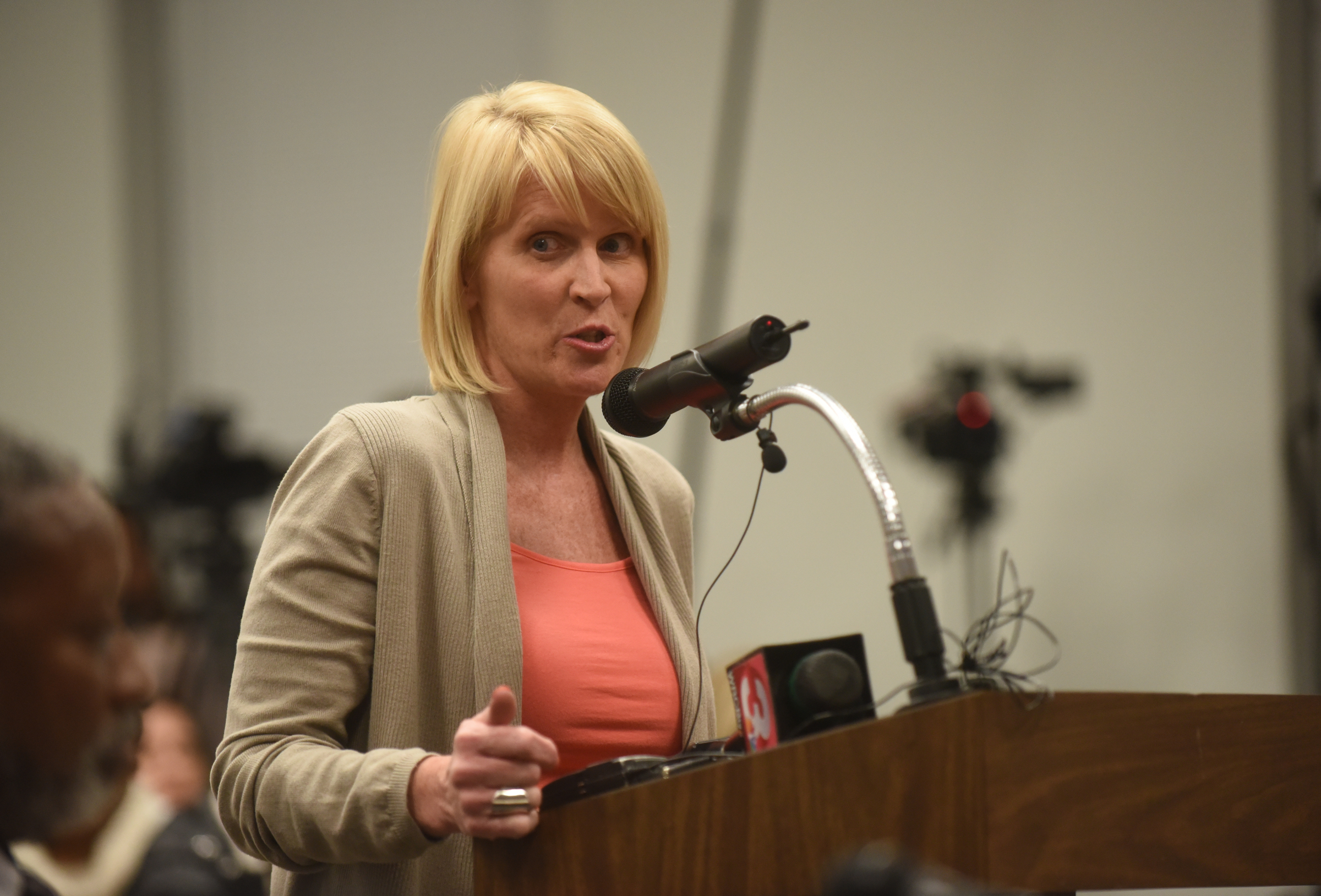 Tonya McBryar speaks during a meeting at the Hamilton County Department of Education Thursday, January 14, 2016.