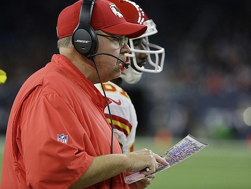 Kansas City Chiefs head coach Andy Reid is shown during the second half of an NFL wild-card playoff football game Saturday, Jan. 9, 2016, in Houston. (AP Photo/Tony Gutierrez)