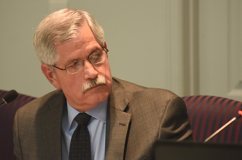 Superintendent Rick Smith listens during a meeting Thursday at the Hamilton County Department of Education.