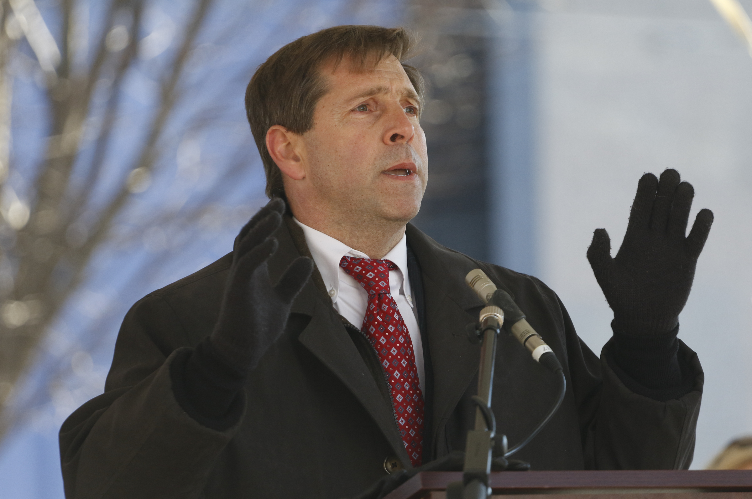 Staff Photo by Dan Henry / The Chattanooga Times Free Press- 1/18/16. Congressman Chuck Fleischmann speaks during the dedication of the $200,000 M.L. King Blvd. mural project on January 18, 2016.