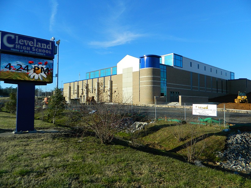 Grading work is well underway as part of exterior tasks associated with the construction of Cleveland High School's Raider Area. Inside, new wooden flooring is in place and bleachers are being installed, according to a recent update issued by Cleveland City Schools administration.