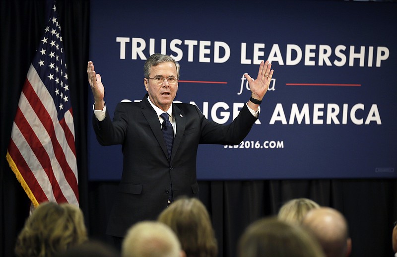 Republican presidential candidate former Florida Gov. Jeb Bush speaks during a meeting with employees at Nationwide Insurance, Wednesday, Jan. 27, 2016, in Des Moines, Iowa. (AP Photo/Charlie Neibergall)