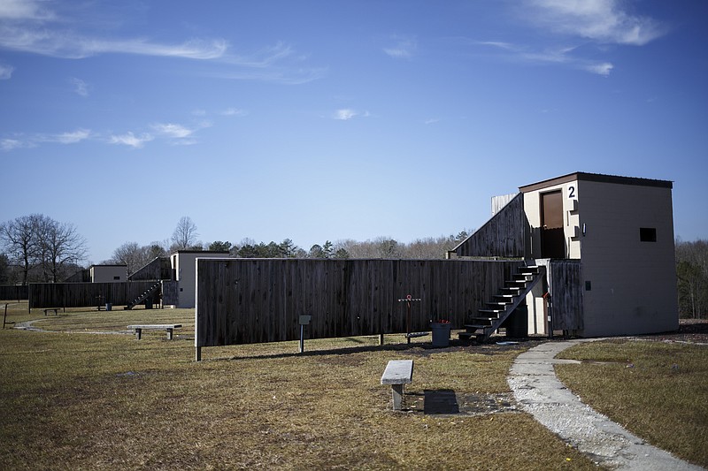 A building along the main range at Montlake Classic Clays firing range is seen on Wednesday, Jan. 27, 2016, in Soddy-Daisy, Tenn. The range has been offered to city and county law enforcement as a replacement for the Moccasin Bend range.