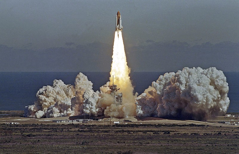 In this Jan. 28, 1986, picture, the space shuttle Challenger lifts off from the Kennedy Space Center in Cape Canaveral, Fla. shortly before it exploded with a crew of seven aboard.