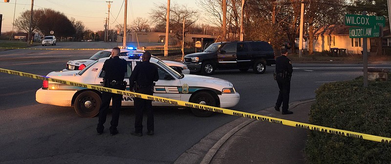 Police taped off a crime scene after a shooting shortly after 5 p.m. today on Wicox Blvd.