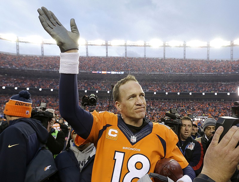 Television analyst and former NBA star Charles Barkley says ESPN is attempting the frame the narrative for Super Bowl 50 as "black (Carolina quarterback Cam Newton) versus white (Denver quarterback Peyton Manning, pictured), good versus evil."