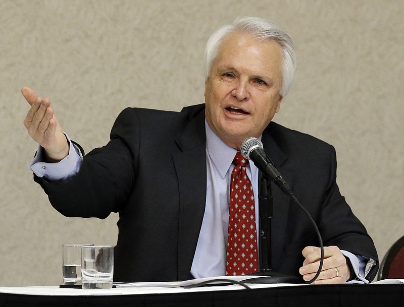 Lt. Gov. Ron Ramsey, R-Blountville, answers questions at the Tennessee Press Association convention, Thursday, Jan. 28, 2016, in Nashville, Tenn. (AP Photo/Mark Humphrey)