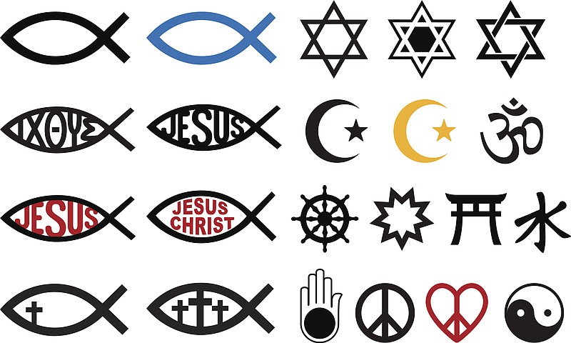 religious symbols, religion signs, vector set