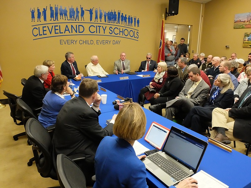 The Cleveland City School Board makes a decision to terminate Director Martin Ringstaff at the noon meeting Friday in Cleveland.
