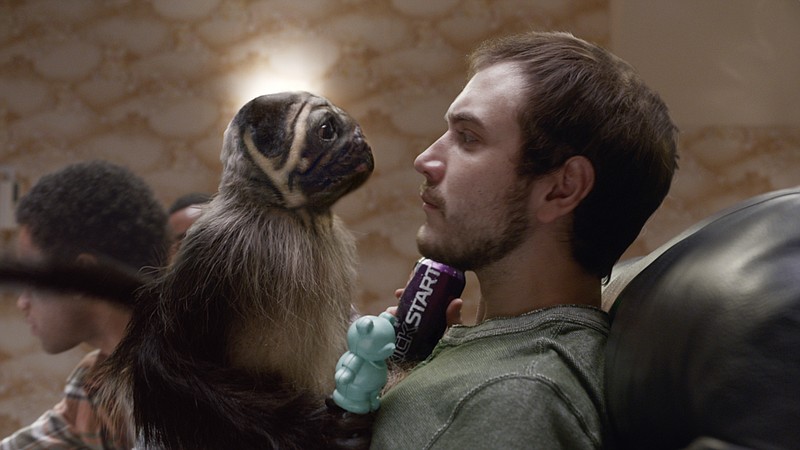This image provided by Mountain Dew shows a "Puppymonkeybaby" in a scene from the company's Kickstart spot for Super Bowl 50.