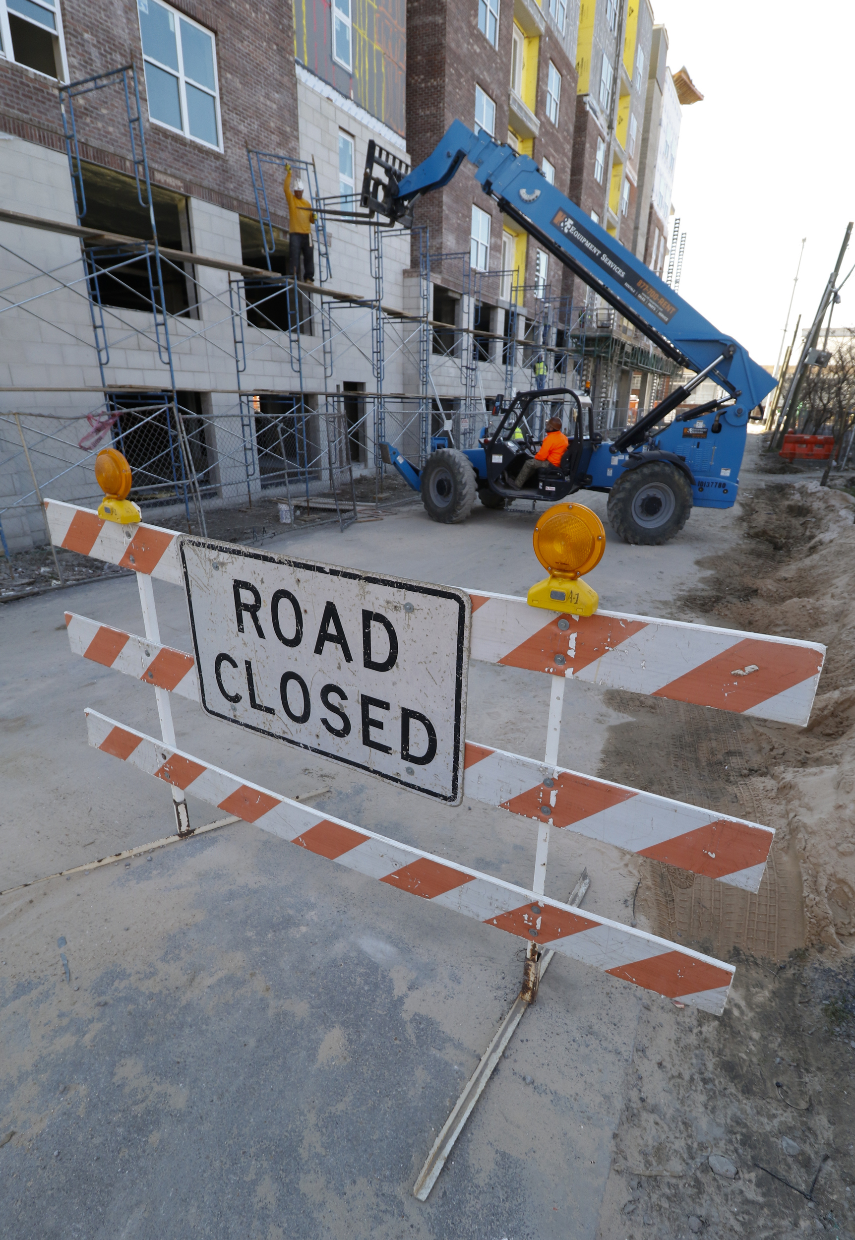 Staff Photo by Dan Henry / The Chattanooga Times Free Press- 2/8/16. Construction continues on the Douglas Heights apartment complex off of M.L.King Blvd. on Monday, February 8, 2016.