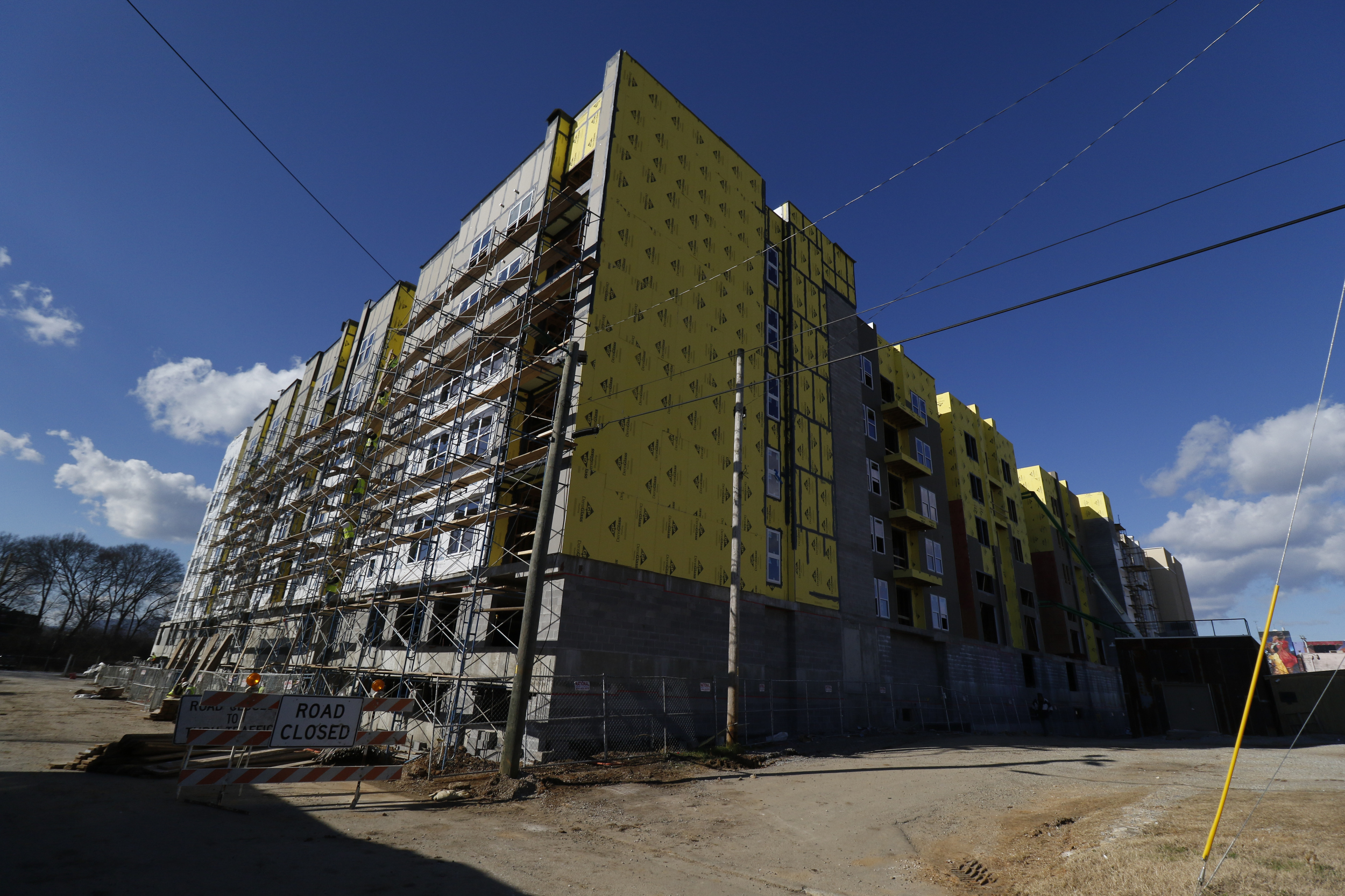 Staff Photo by Dan Henry / The Chattanooga Times Free Press- 2/8/16. Construction continues on the Douglas Heights apartment complex off of M.L.King Blvd. on Monday, February 8, 2016.