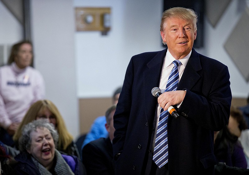 Republican presidential candidate Donald Trump speaks during a town hall campaign event at the Londonderry Lions Club Monday, Feb. 8, 2016, in Londonderry, N.H.