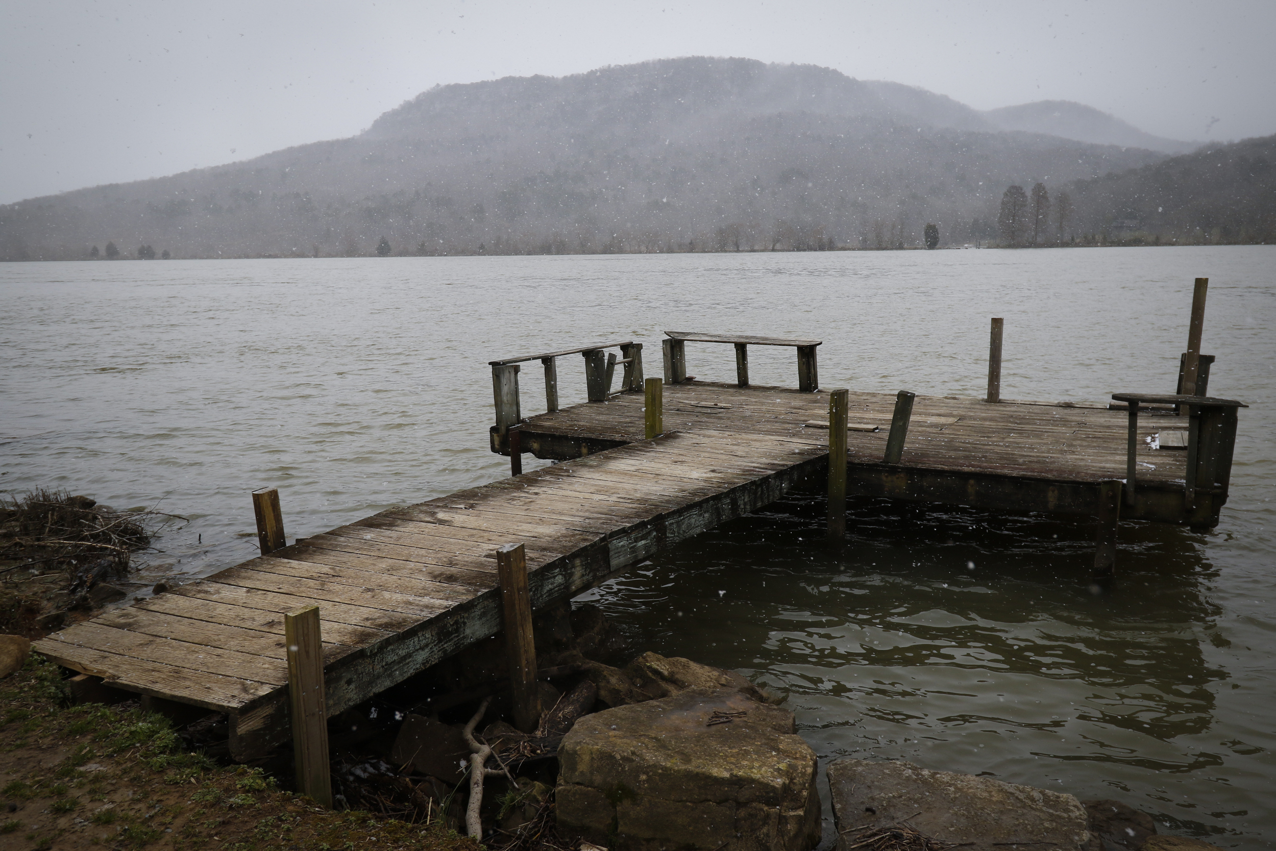 Staff Photo by Dan Henry / The Chattanooga Times Free Press- 2/9/16. Raccoon Mountain is dusted with light snowfall as frozen precipitation falls in the Chattanooga area on Tuesday, February 9, 2015.