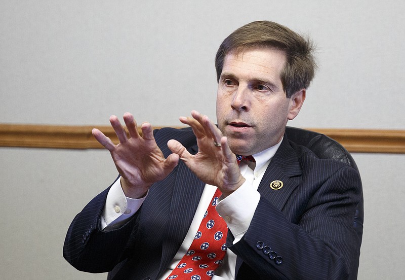 U.S. Congressman Chuck Fleischmann speaks during a meeting with the Times Free Press editorial board and reporters in the newspaper's office Thursday, Oct. 15, 2015, in Chattanooga.