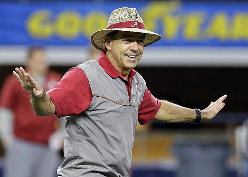 Alabama football coach Nick Saban, pictured, was happy to welcome back former Crimson Tide graduate assistant Derrick Ansley as the team's new defensive backs coach. The hire was confirmed by Saban on Wednesday.