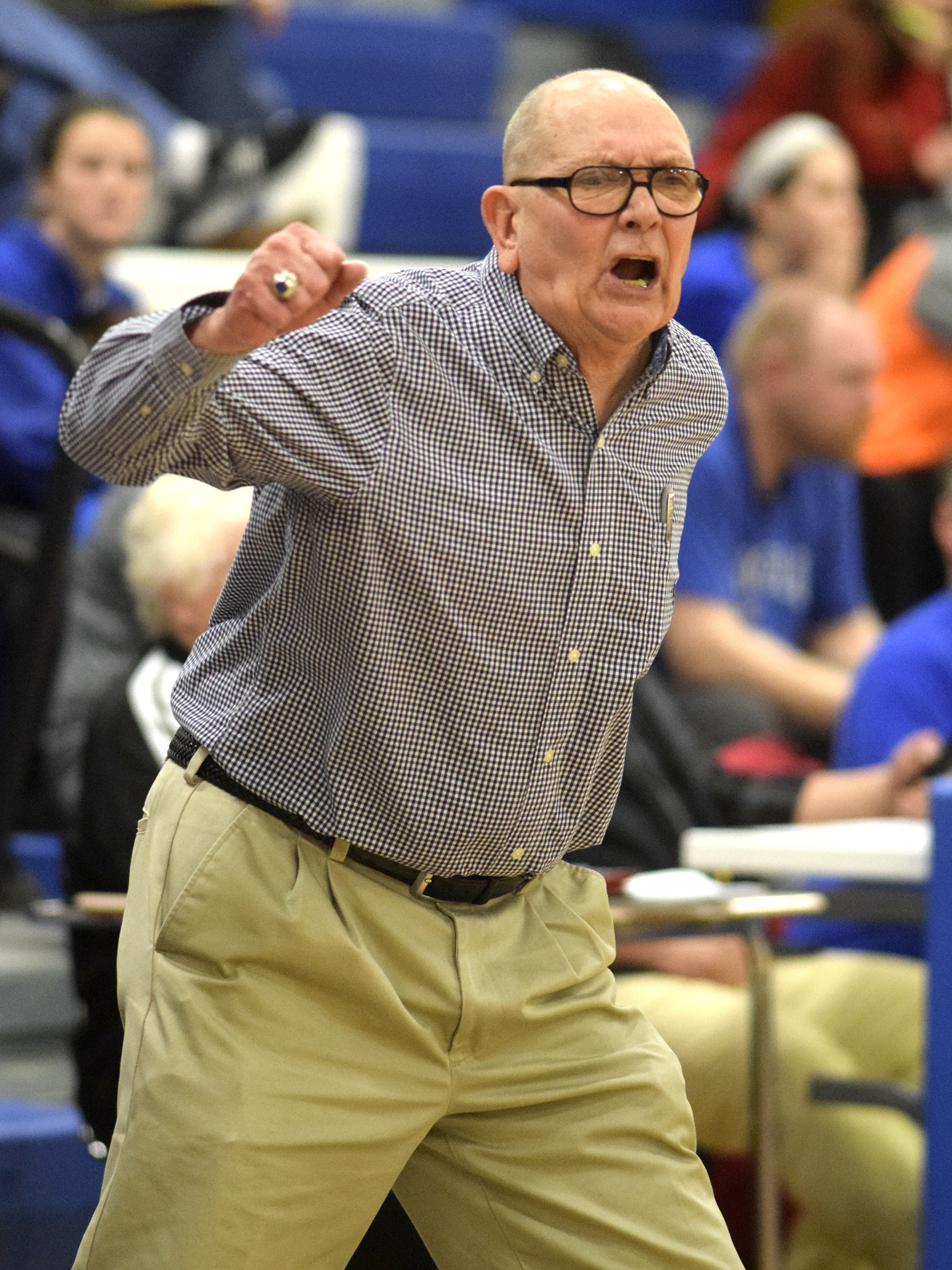Lakeview head calls for his team to get back on defense. The Lakeview-Fort Oglethrope Warriors faced the Murray County Indians in GHSA District 6-AAA basketball tournament at Ringgold High School, February 10, 2016.