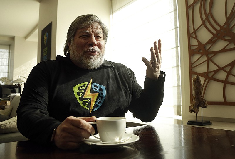 
              Apple co-founder Steve Wozniak is interviewed in San Francisco, Wednesday, Feb. 10, 2016. Wozniak is helping to create the inaugural Silicon Valley Comic Con, which will be held from March 18-20, 2016, in San Jose, Calif. (AP Photo/Jeff Chiu)
            