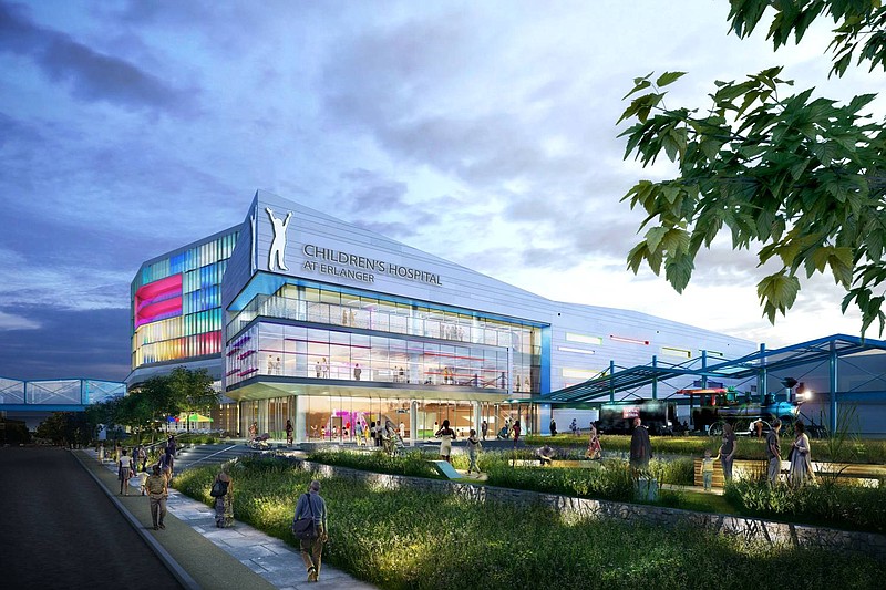 Artist's rendering of the exterior of the planned Children's Hospital outpatient center.