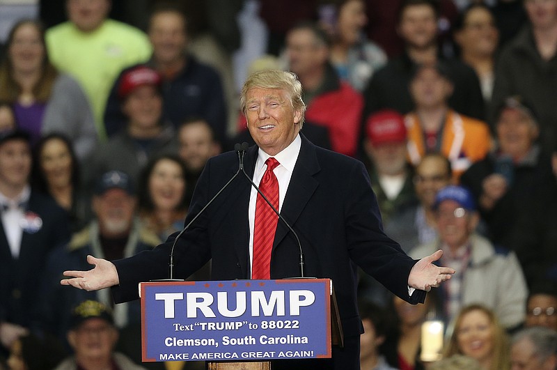 
              Republican presidential candidate Donald Trump speaks during a rally at Clemson University Wednesday, Feb. 10, 2016, in Pendleton, S.C. (AP Photo/John Bazemore)
            