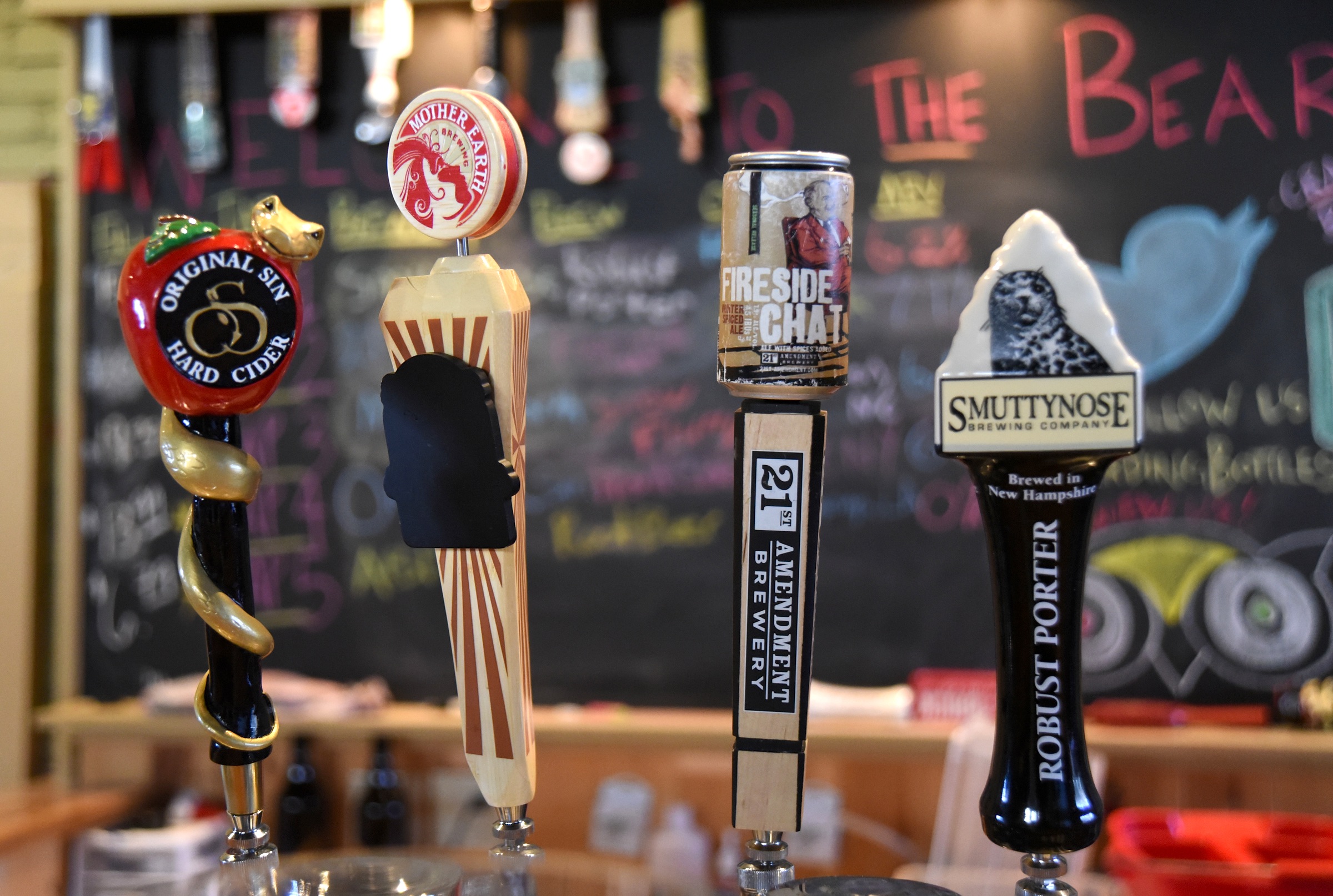 Many beers are on tap at the Bearding Bottle Shop in Murphy, N.C., Tuesday, January 19, 2016.