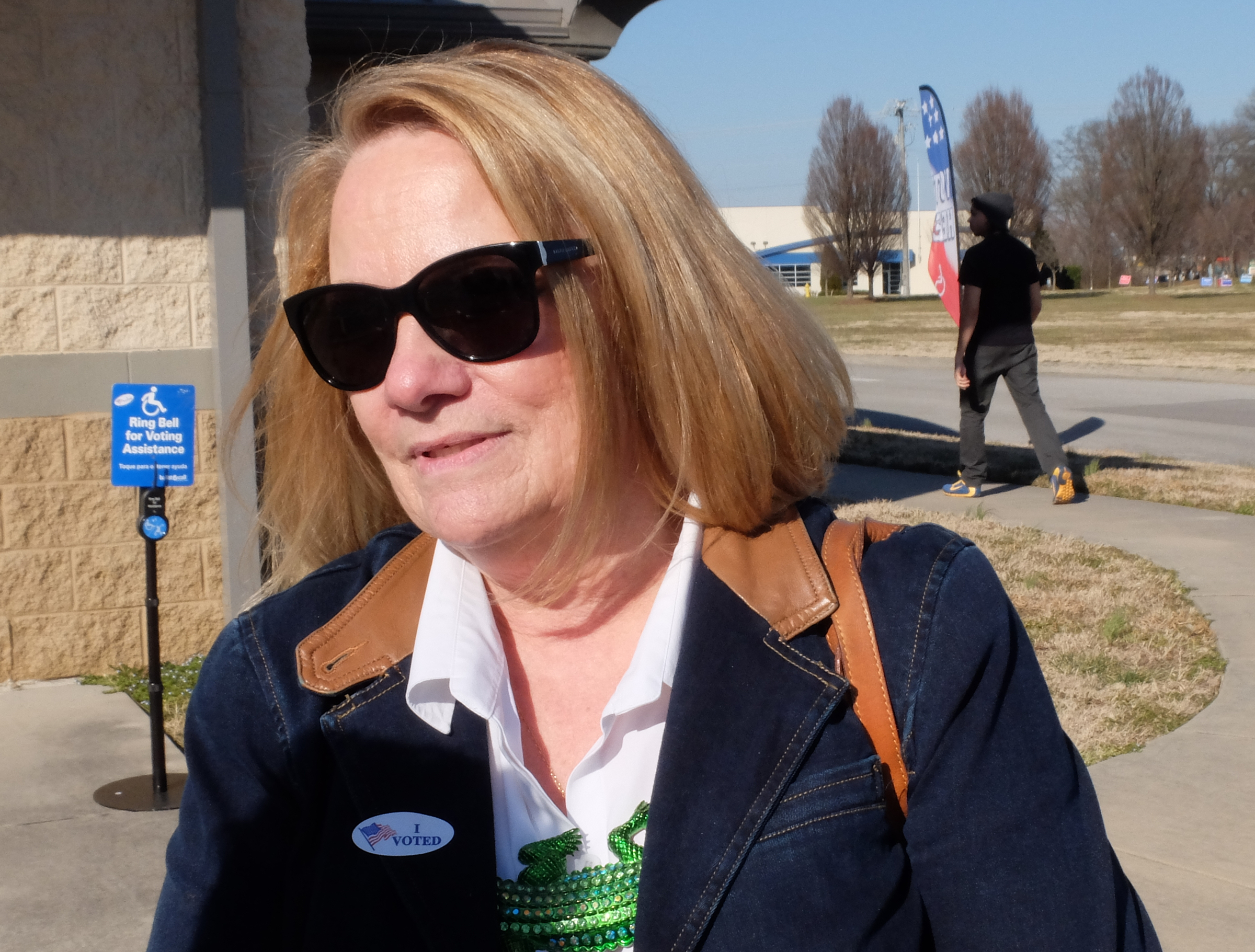 Fran Martini comments on the election after casting her early vote Friday at the Hamilton County Election Commission. Martini, who last lived in Philidelphia, said she moved here to work for Blue Cross Blue Shield, and that health care was big in the choices she made on her ballot.