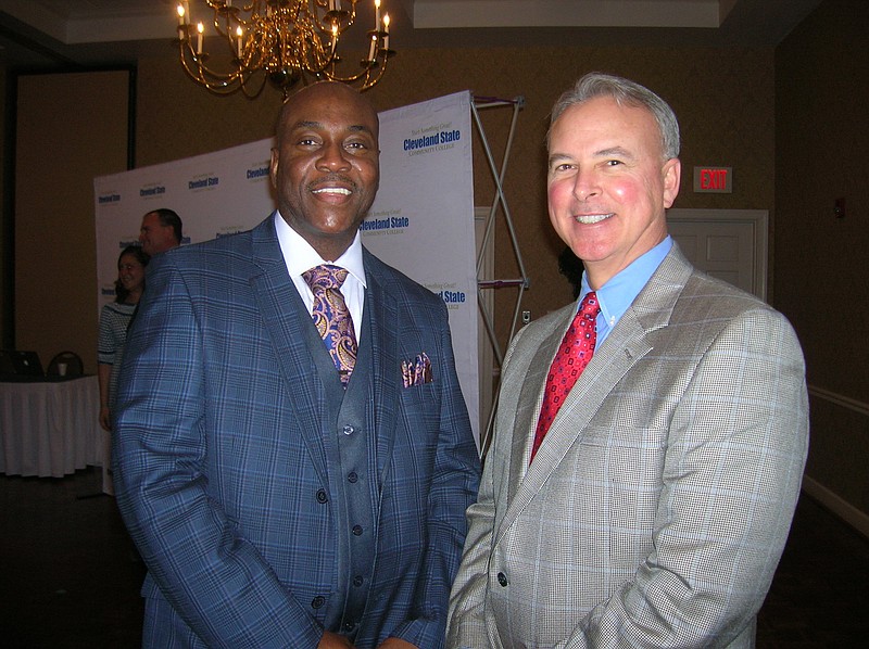 Michael Jordan, left, and Darryl Oliver were former baseball players inducted Saturday into the Cleveland State sports hall of fame. Jordan became an NAIA All-American at Tennessee Wesleyan, and Oliver was All-SEC at Ole Miss.