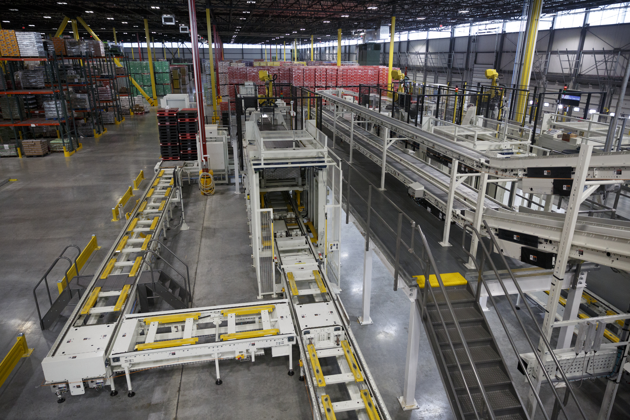 The conveyor system for sorting and distributing beverages is seen at the new Coca-Cola Bottling Company United divisional headquarters on Sheperd Road on Friday, Feb. 19, 2016, in Chattanooga, Tenn. The $67 million facility is at the site of the old Olan Mills campus.