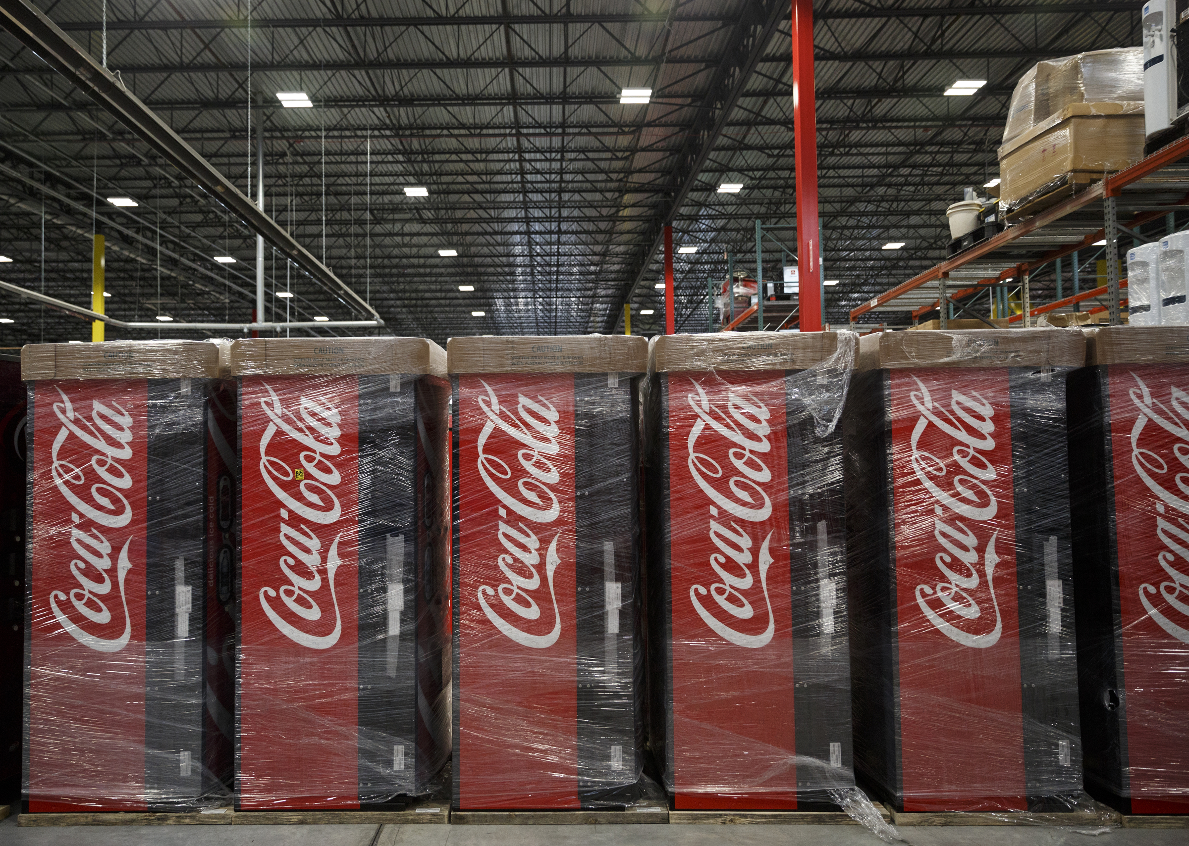 Vending machines are stored at the new Coca-Cola Bottling Company United divisional headquarters on Sheperd Road on Friday, Feb. 19, 2016, in Chattanooga, Tenn. The $67 million facility is at the site of the old Olan Mills campus.