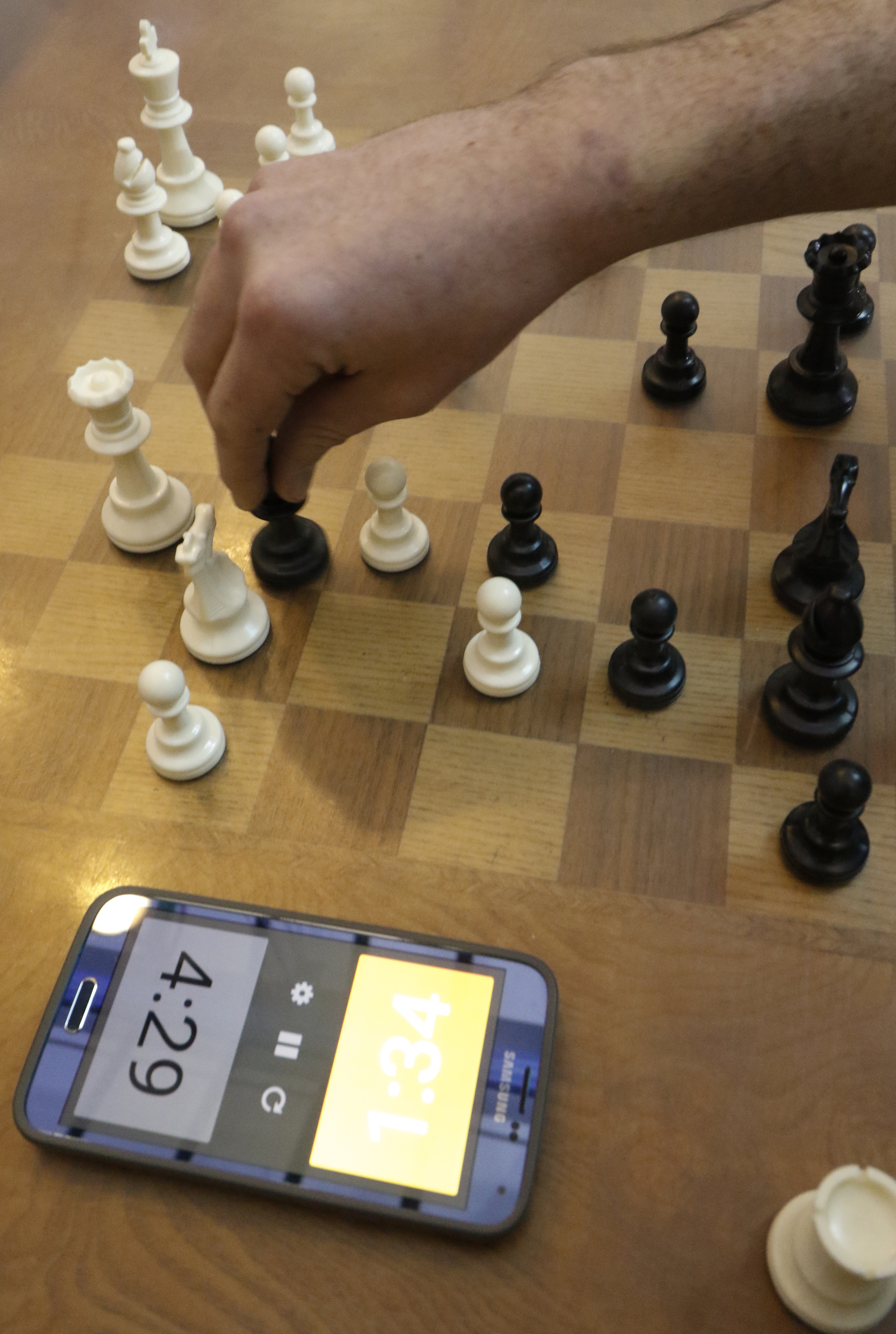 Staff Photo by Dan Henry / The Chattanooga Times Free Press- 2/19/16. McCallie School student Kaleb Gosdin, left, the Tennessee State Chess Champion, and fellow classmate Patrick Davis, play a quick match while in the middle school building on Friday, February 19, 2016.