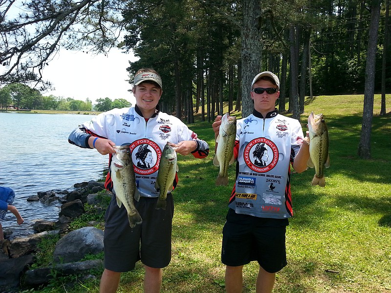 Lakeview-Fort Oglethorpe High School anglers Zach Vaughn, left, and Drew Woodard were ranked 10th in the Chattanooga Bass Association High School Championship.