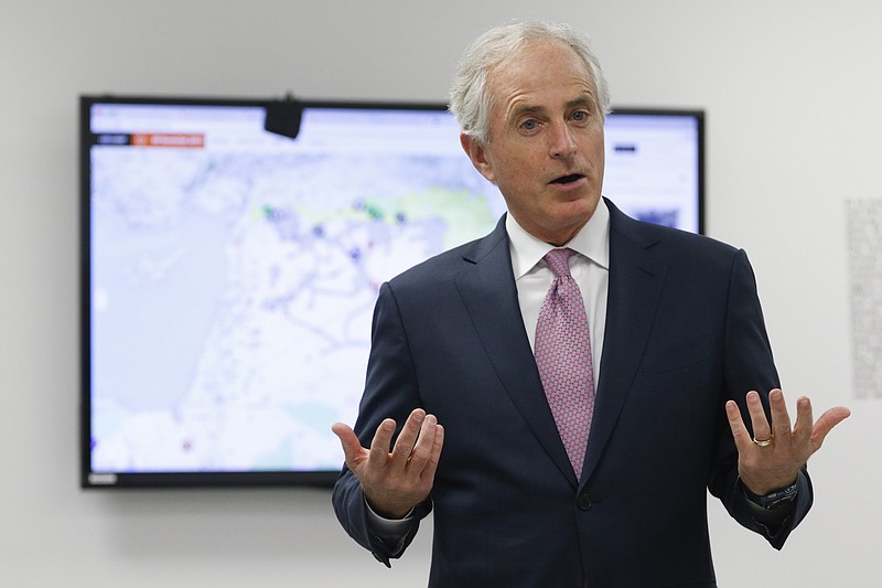 U.S. Sen. Bob Corker speaks to students at the STEM school on the Chattanooga State Community College's campus on Nov. 9, 2015.