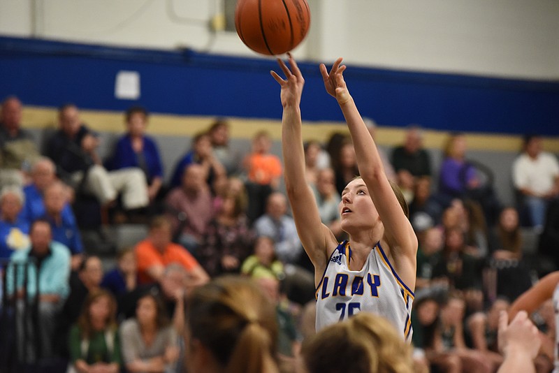 Boyd-Buchanan's Meredith Balthrop (25) shoots during the  Region 3-AA tournament game against game Silverdale  Monday at Arts and Sciences gym.