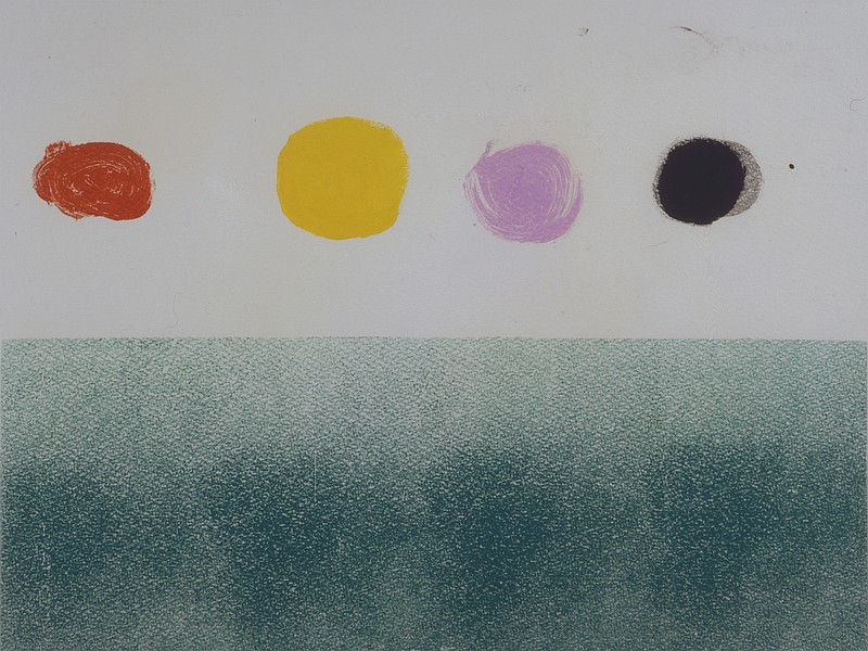 A 1973 untitled monotype in ink on paper from American abstract expressionist painter Adolph Gottlieb (1903-1974). Plate size: 18 by 24 inches; paper size: 28 by 31 inches.