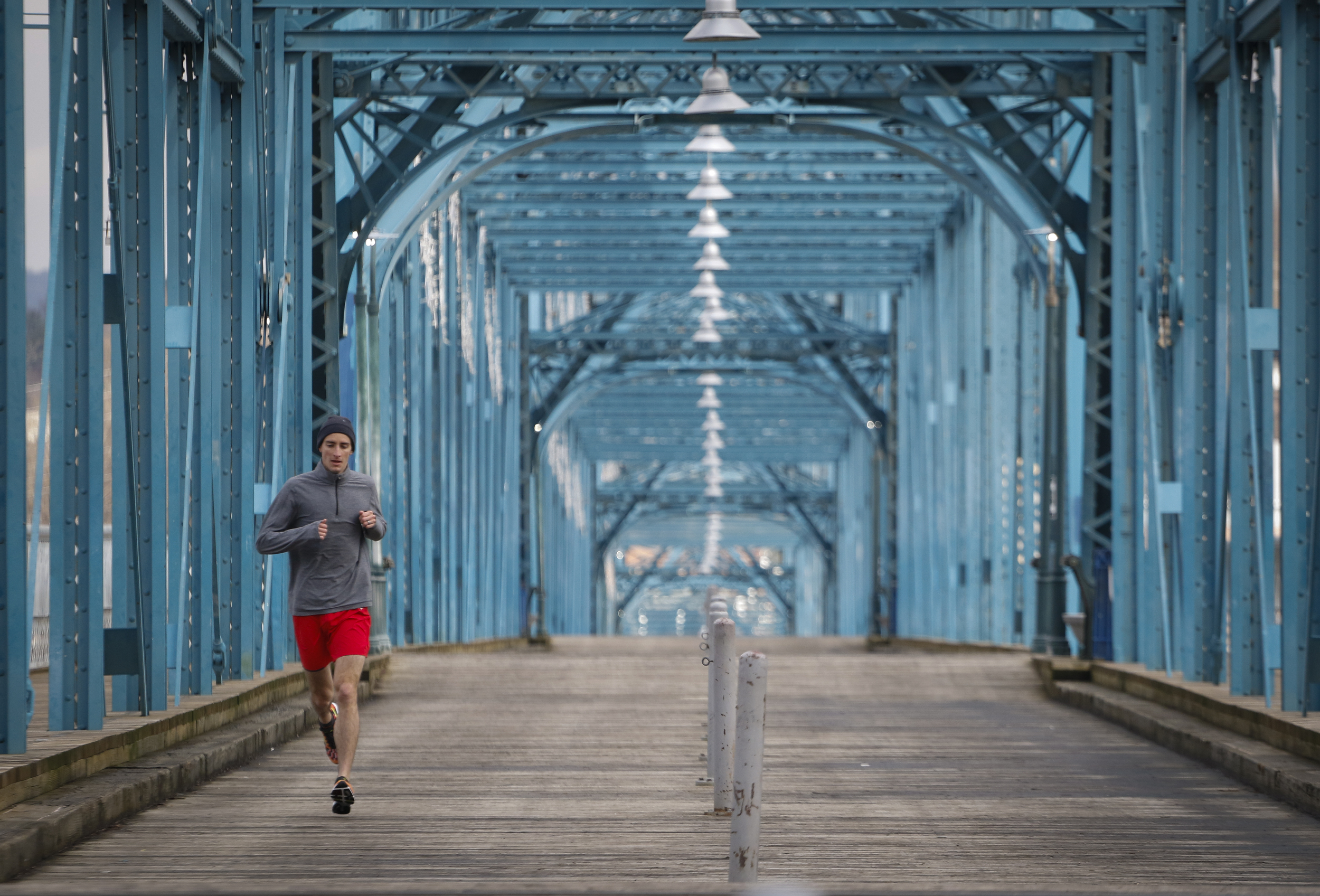 Nathan Sexton, 29, goes on a 5k lunch training run on Feb. 25. Sexton is eight and a half months into a fight with brain cancer. His initial prognosis was that he'd have 15 months to live, so he decided to make the most of it and train to compete in the Chattanooga Marathon half marathon on Sunday.