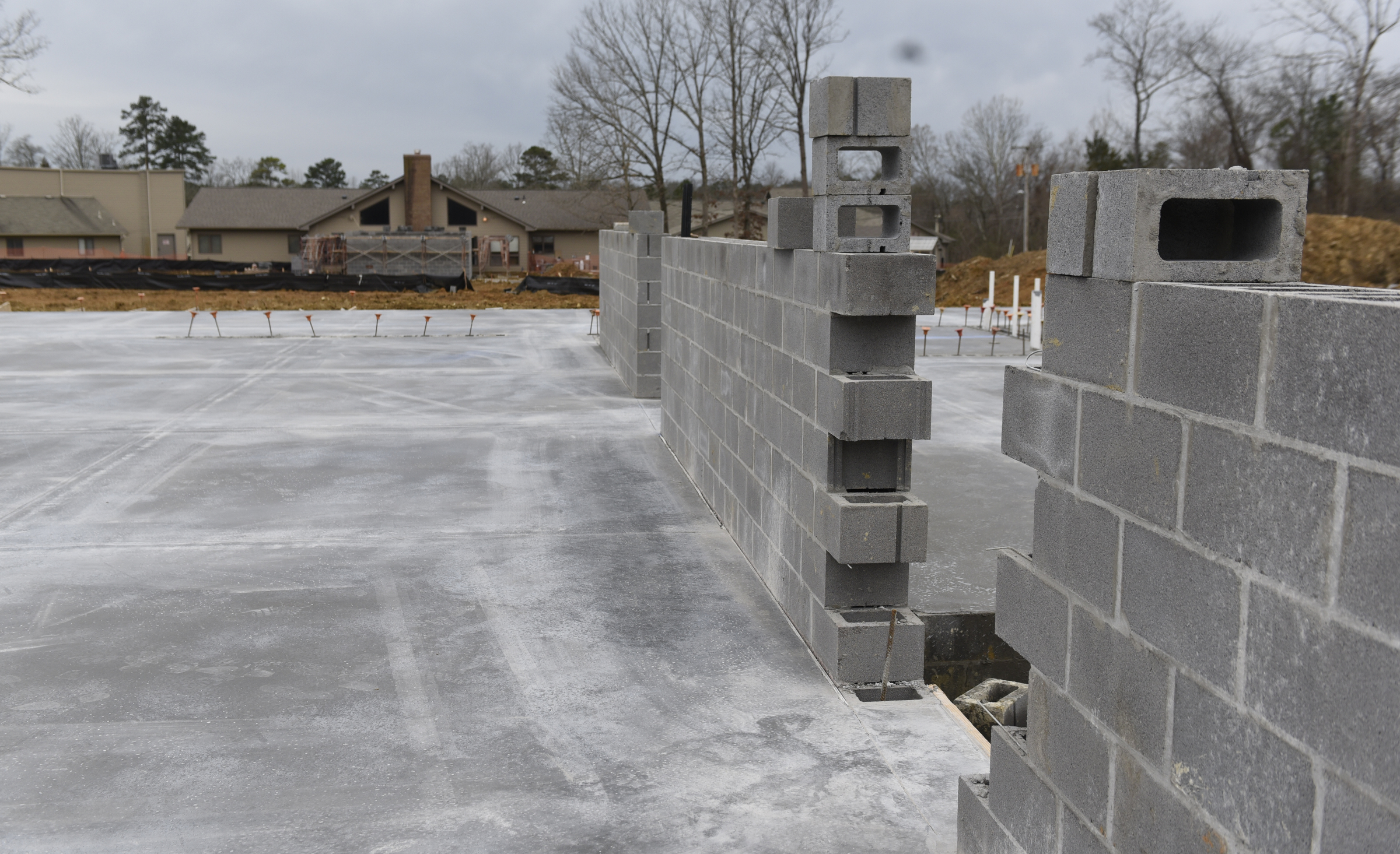 The construction site on the campus of the St. Nicholas School is photographed Thursday, Mar. 3, 2016, in Chattanooga, Tenn. A chapel and fine arts building is being built, seen here, along with shelter rooms adjoining existing classroom buildings.